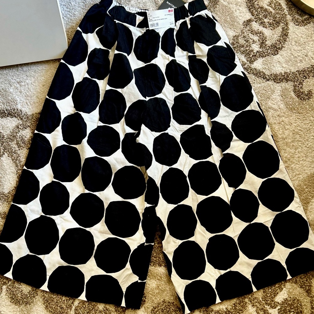 Marimekko x Uniqlo Wide Leg Pants Black & White Dot Print